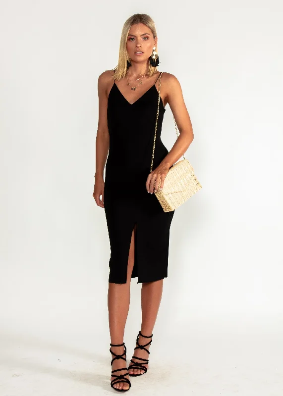 Change Your Mind Midi Dress - Black Lightweight midi dresses for hot weather