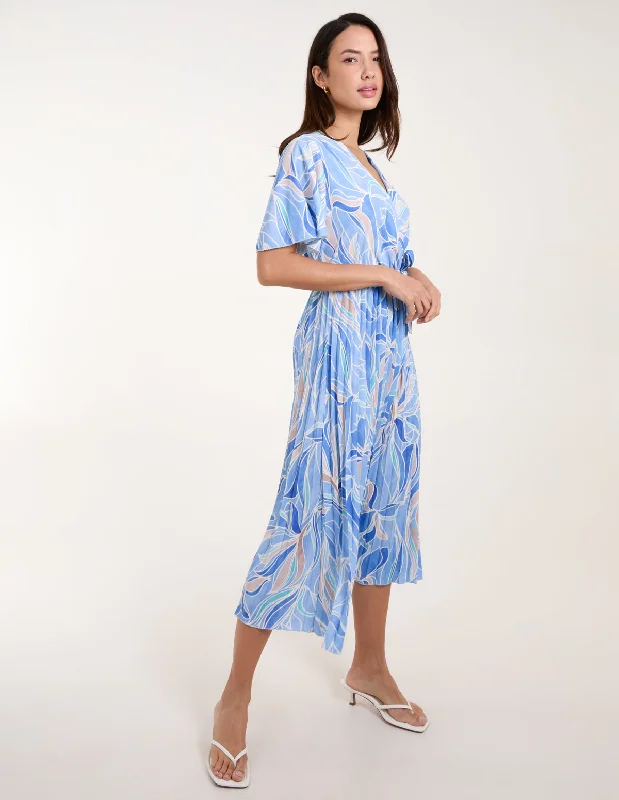 Wrap Over Printed Pleated Dress Expensive floral dresses