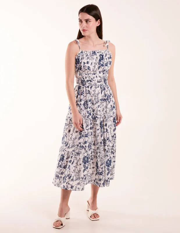 Chintz Print Elastic Smock Dress Maxi floral dresses