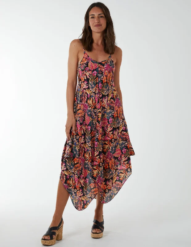 Printed Hanky Hem Dress Wrap floral dresses