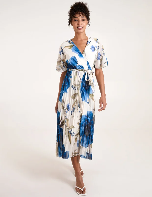 Water Floral Pleated Dress Discounted floral dresses