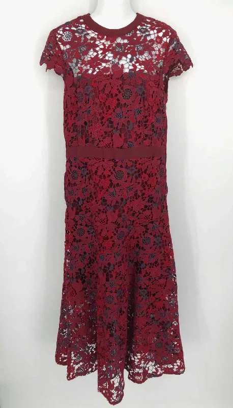 TAHARI Red Purple Applique Short Sleeves Size 8  (M) Dress High-Waisted Skater Skirt