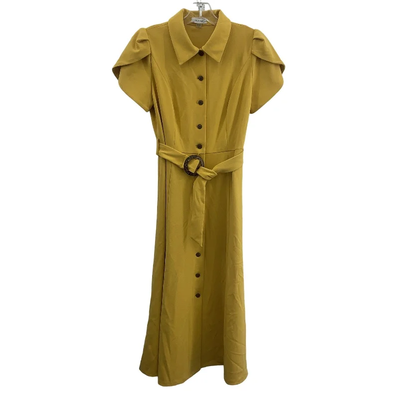 Calvin Klein Yellow Long Women's Short Sleeve Shirt Dress, Size 6, Preowned High-Waisted Maxi Skirt