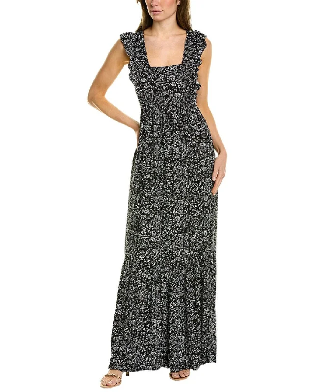 CeCe by Cynthia Steffe Ditsy Ruffled Maxi Dress Elegant Long Skirt