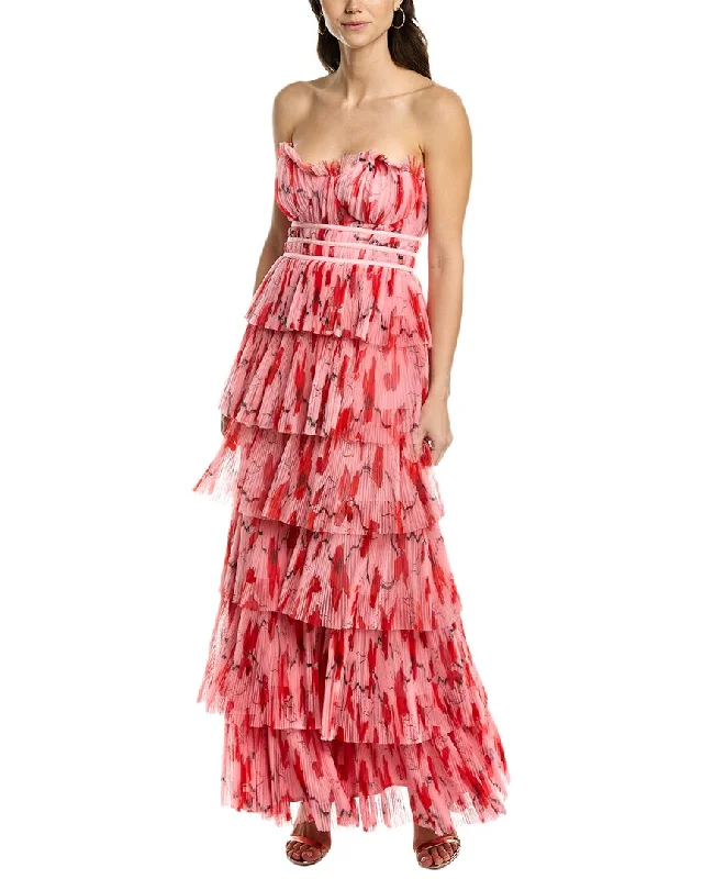 Hutch Strapless Maxi Dress Pleated Maxi Skirt