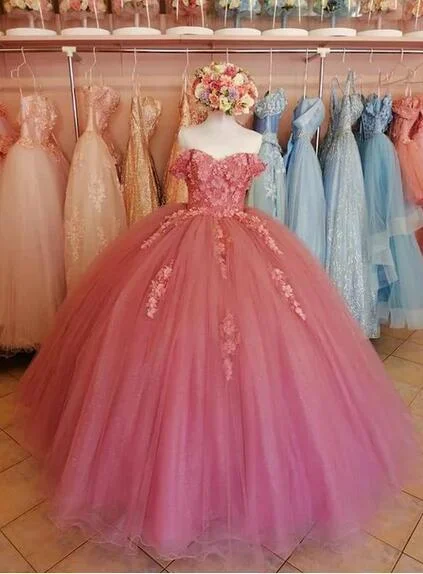 Ball Gown Dusty Pink Lace Prom Dresses Long Sweet 16 Dress Y683 Lace Cocktail Gown