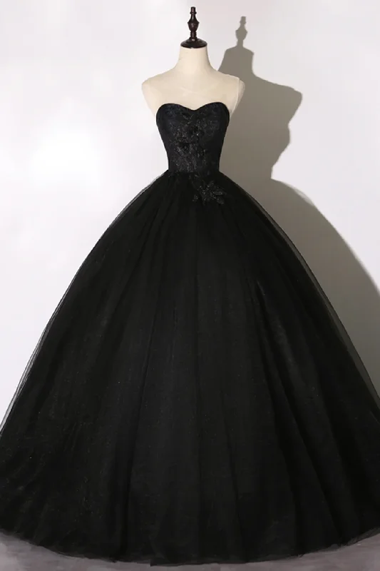 Black lace long ball gown dress A line formal dress Y1295 Lace Evening Gown